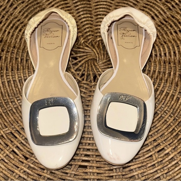 Roger Vivier Shoes - Roger Vivier Cream Flats with Silver Accent